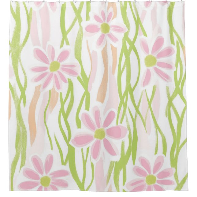 Rideaux De Douche Fleurs Rétro Pastel (8) (Devant)
