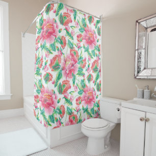 Rideaux De Douche Fleurs roses brillantes Fille Motif