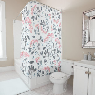 Rideaux De Douche Fleurs roses délicates Motif d'aquarelles