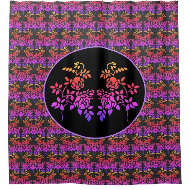Rideaux De Douche Fleurs Roses tendues Design de couleurs Abstraites (Devant)