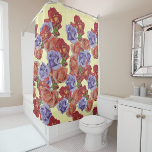 Rideaux De Douche fleurs roses uniques, grandes et audacieuses, flor