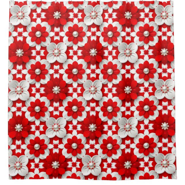 Rideaux De Douche Fleurs Rouges Audacieuses Pour Espaces Intérieurs  (Devant)