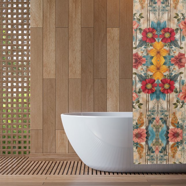 Rideaux De Douche Fleurs rustiques colorées (Créateur téléchargé)