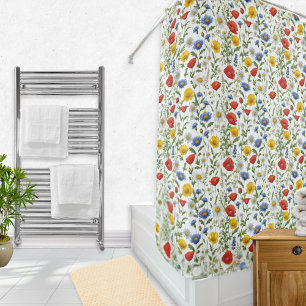 Rideaux De Douche Fleurs sauvages colorées motif floral frais et lum