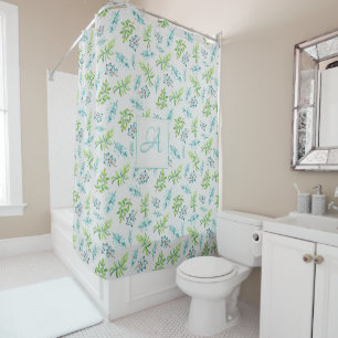 Rideaux De Douche Fleurs sauvages de monogramme Décoration de mariag