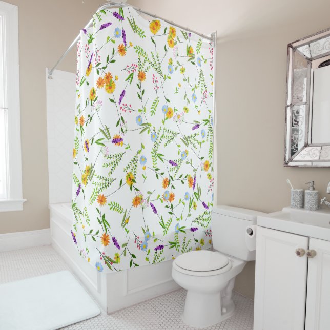Rideaux De Douche Fleurs sauvages de printemps été (En situation)