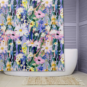 Rideaux De Douche Fleurs sauvages modernes brillants et audacieux