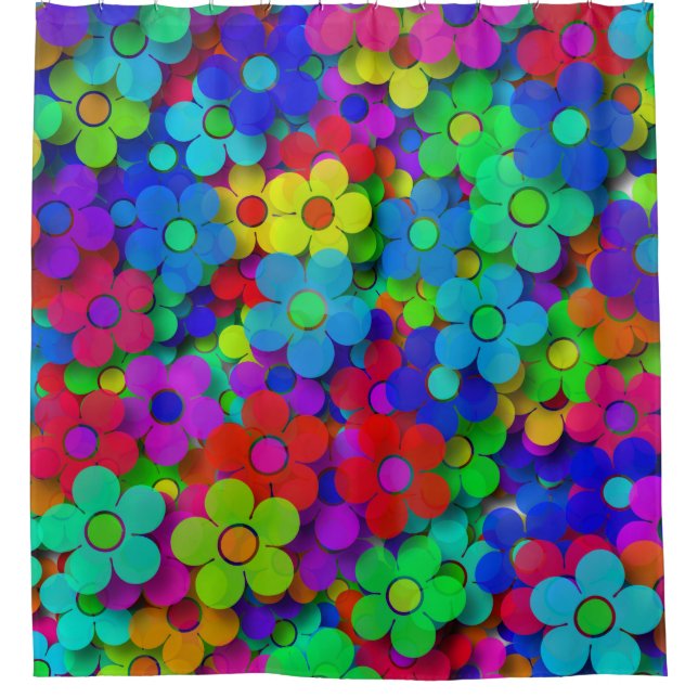 Rideaux De Douche Fleurs super d'arc-en-ciel (Devant)