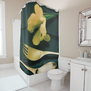 Rideaux De Douche Fleurs sur ardoise, version 2
