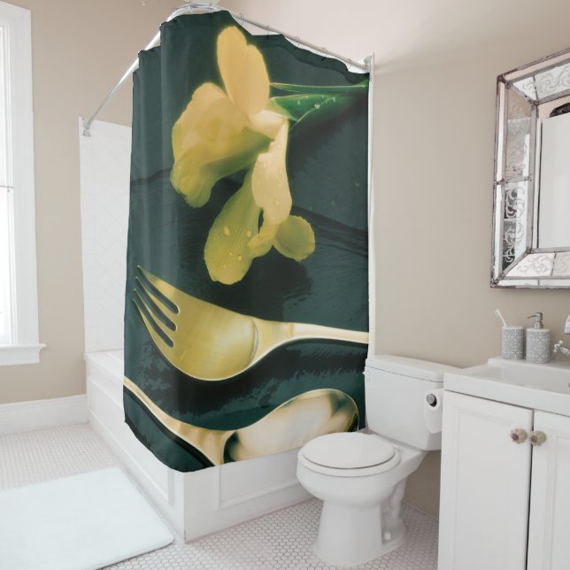 Rideaux De Douche Fleurs sur ardoise, version 2 (En situation)