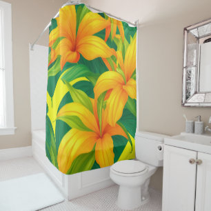 Rideaux De Douche Fleurs tropicales colorées
