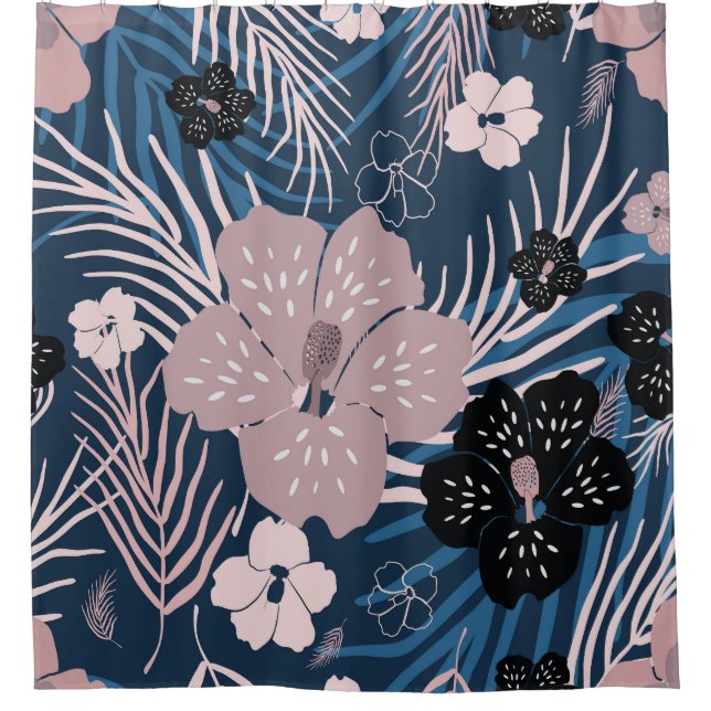 Rideaux De Douche Fleurs tropicales Palm Texture Feuille (Devant)