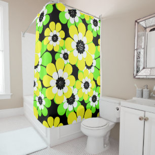 Rideaux De Douche Fleurs vert jaune