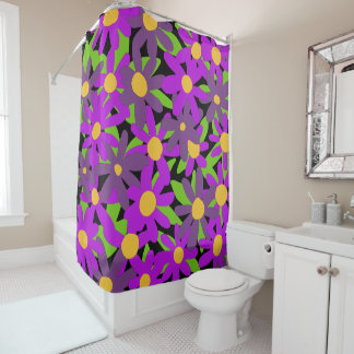 Rideaux De Douche Fleurs violettes et vertes