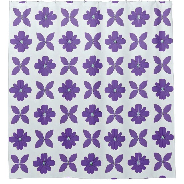 Rideaux De Douche Fleurs violettes sur fond clair (Devant)