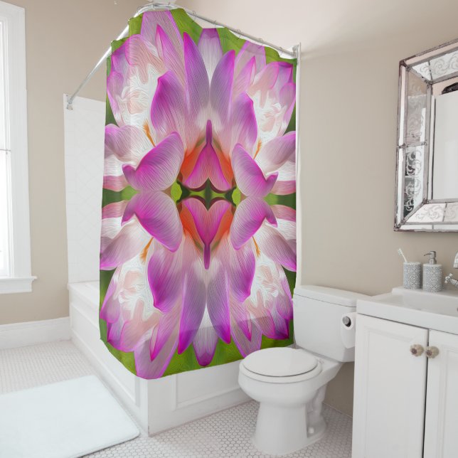 Rideaux De Douche FLEUVE PURPLE - Art Fractal - (En situation)