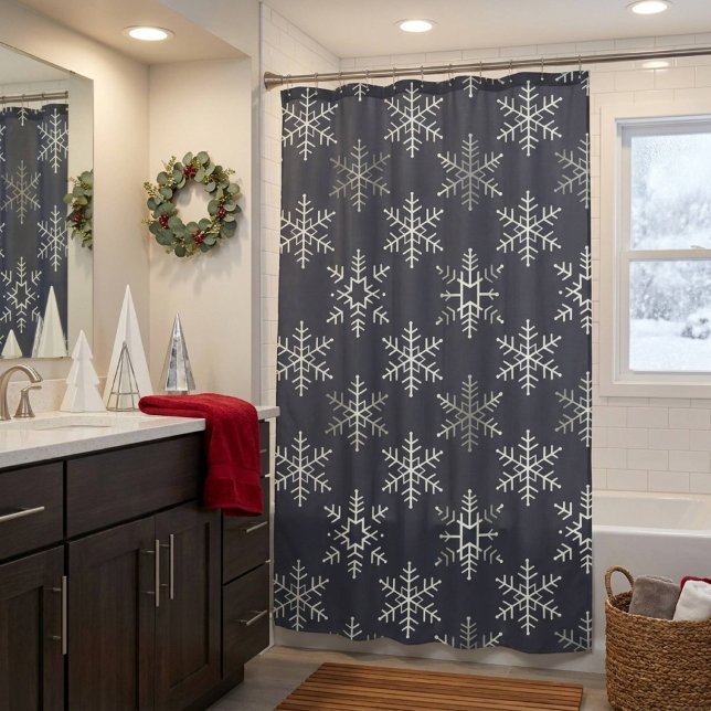 Rideaux De Douche Flocon de neige de Noël géométrique moderne (Créateur téléchargé)