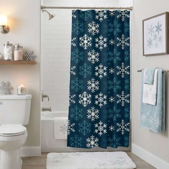 Rideaux De Douche Flocon de Noël Géométrique Moderne (Créateur téléchargé)