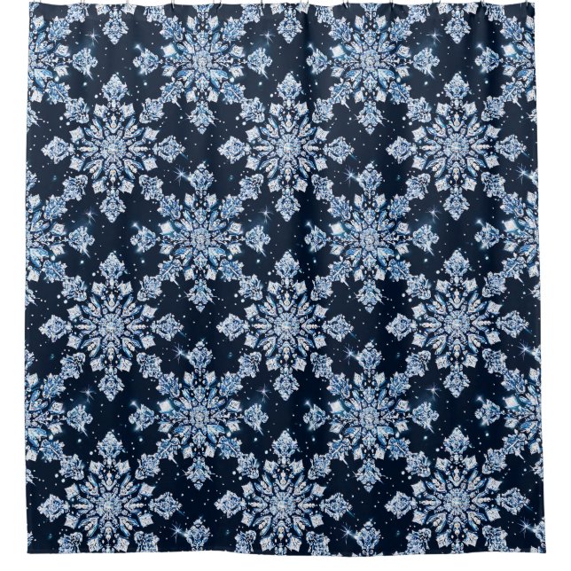 Rideaux De Douche Flocons de neige 3d bleus (Devant)