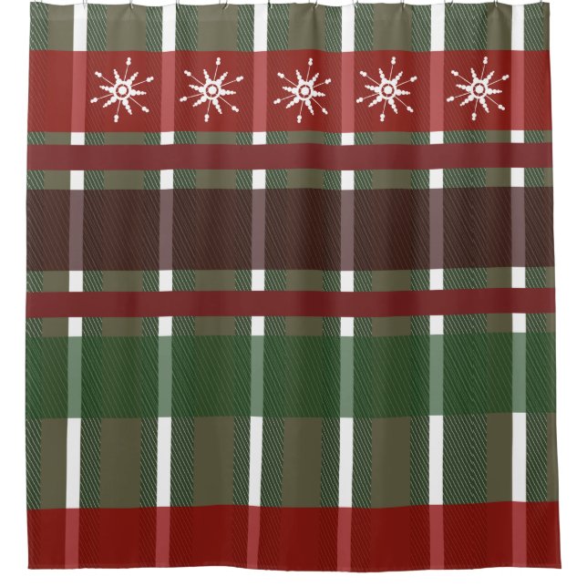 Rideaux De Douche Flocons de neige Buffalo Plaid Noël Fêtes (Devant)