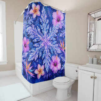 Rideaux De Douche Flocons de neige hivernaux tropicaux