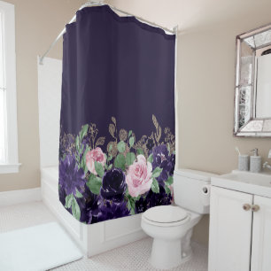 Rideaux De Douche Floraison Bouquet de fleurs de rose violet et ro