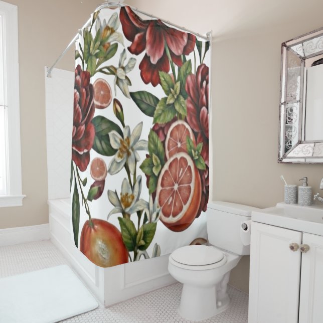 Rideaux De Douche Floraison Citrus Rustique d'été (En situation)