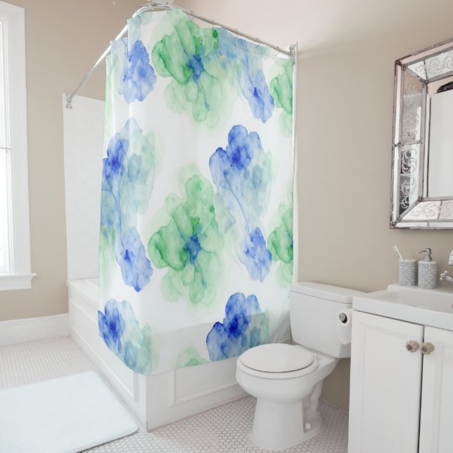 Rideaux De Douche Floraisons d'indigo (En situation)