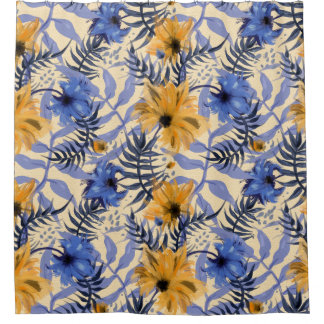 Rideaux De Douche Floral Abstrait : Aquarelle Motif moderne