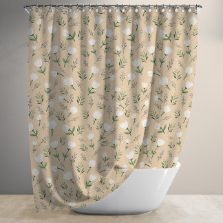 Rideaux De Douche Floral blanc scandinave