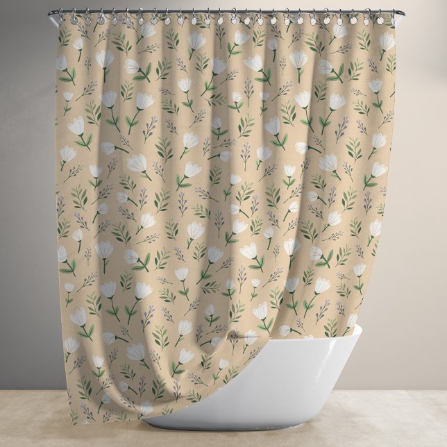 Rideaux De Douche Floral blanc scandinave (Créateur téléchargé)
