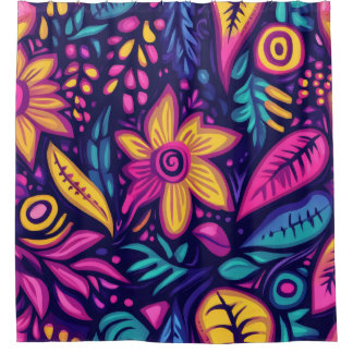 Rideaux De Douche Floral Boho Abstrait coloré 13