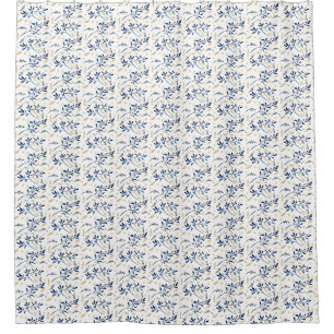 Rideaux De Douche Floral d'aquarelle marine et or