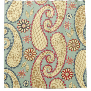 Rideaux De Douche Floral ethnique, cachemire style vintage.