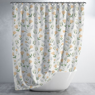 Rideaux De Douche Floral jaune scandinave