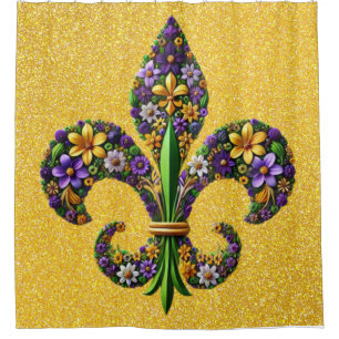 Rideaux De Douche Floral Mardi Gras fleur de lis