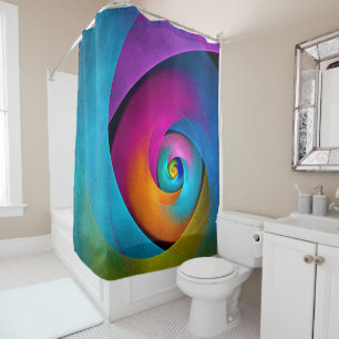 Rideaux De Douche Floral moderne Art Abstrait rose Bleu Motif #17
