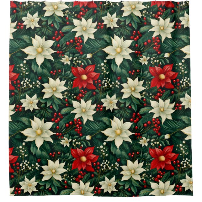 Rideaux De Douche Floral Motif de Noël (Devant)