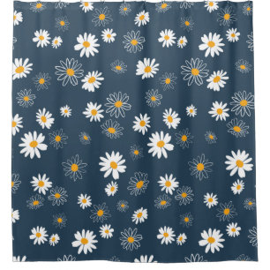 Rideaux De Douche Floral Pattern Navy Classiques Jaunes