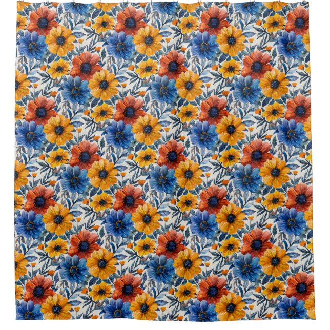 Rideaux De Douche Floral rustique mode rétro motif (Devant)