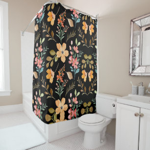 Rideaux De Douche Floral Surface Motif - Mode Aquarelle Ressort