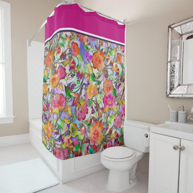 Rideaux De Douche Floral vibrant (En situation)