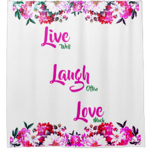 Rideaux De Douche Floral "Vis Bien, Ris Souvent, Aime Beaucoup"