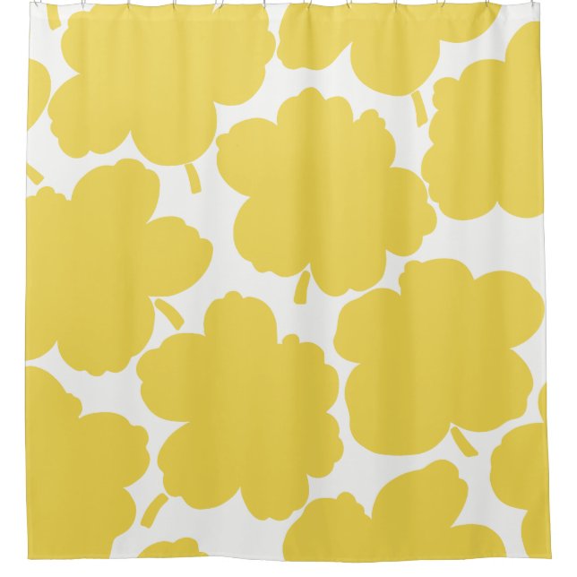 Rideaux De Douche Florales Gras Monochrome Vibrant Jaune (Devant)