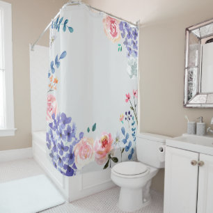 Rideaux De Douche Floraux de fleurs Boho Chic Watercolor