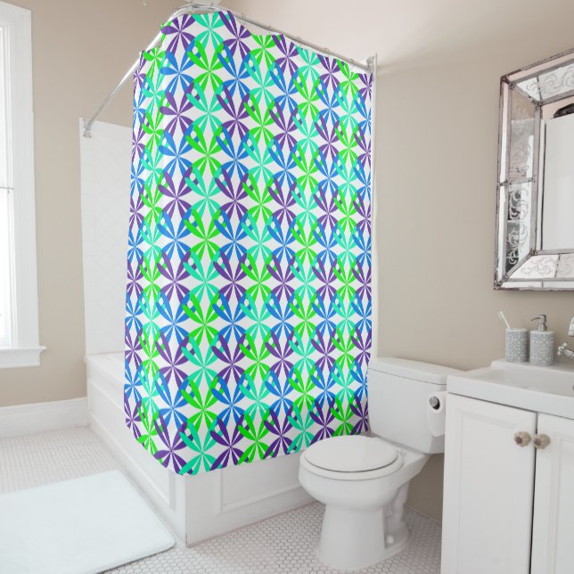 Rideaux De Douche Flore bleu (En situation)