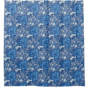 Rideaux De Douche Flore d'algues Art nouveau, bleu et blanc de Cobal