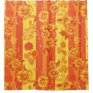 Rideaux De Douche Florence Floral jaune et orange