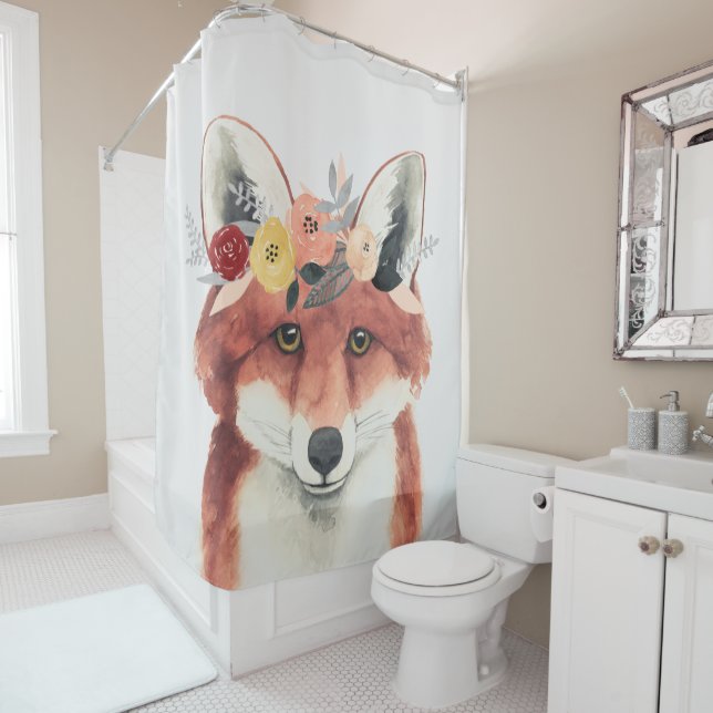Rideaux De Douche Flower Crown Forester Fox (En situation)