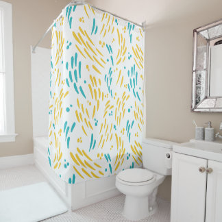 Rideaux De Douche Flux en turquoise et jaune